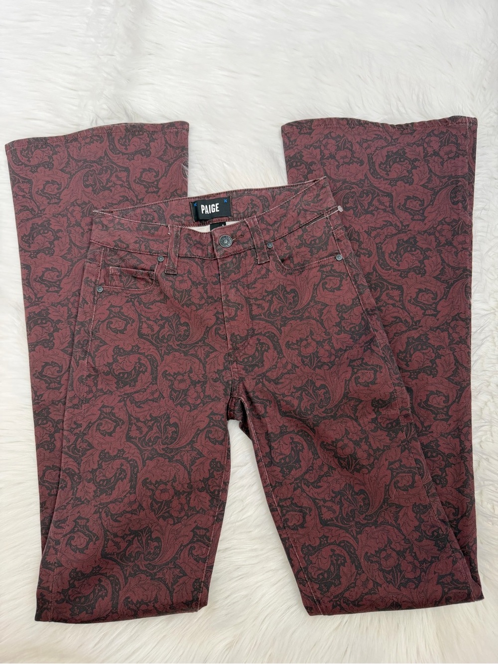 PAIGE Burgundy Paisley Bootcut Pants Sz 23